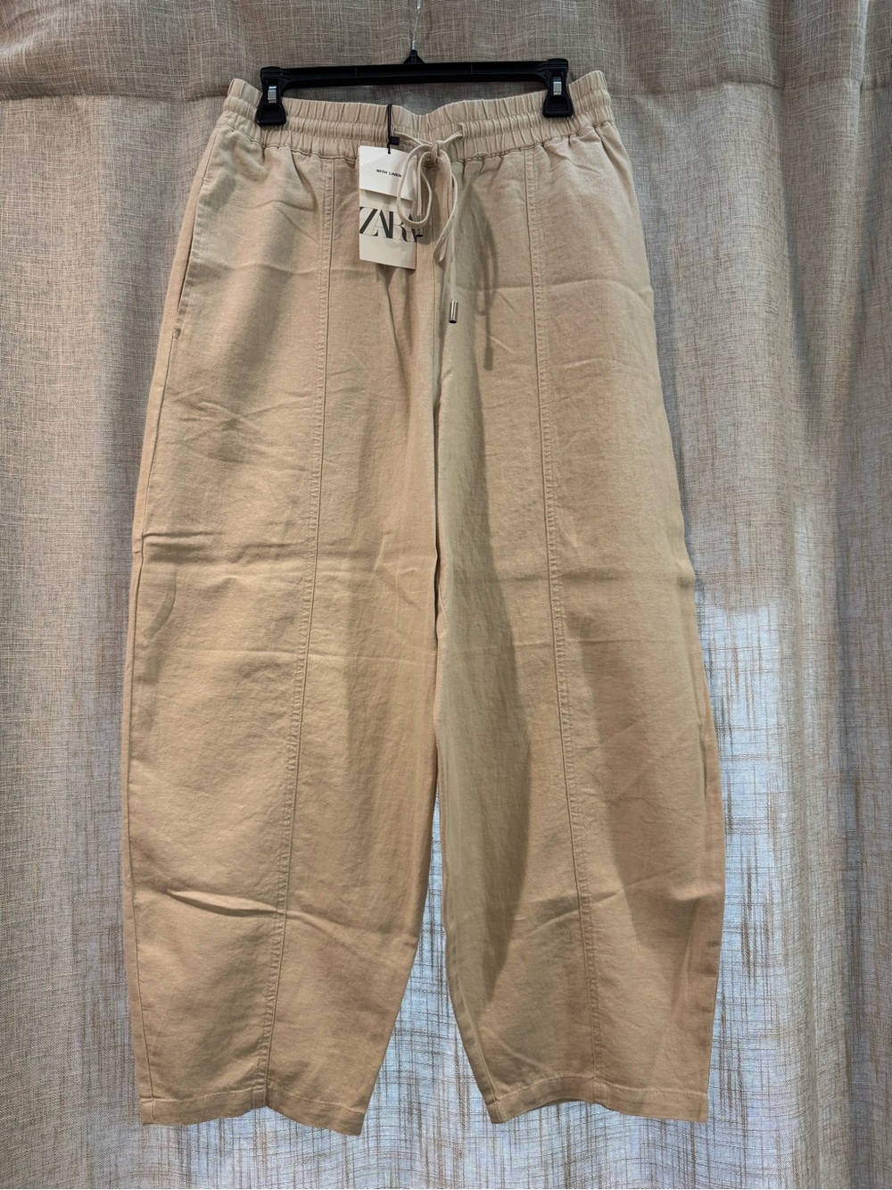 ZARA Men Beige Elastic-Waist Relaxed Joggers